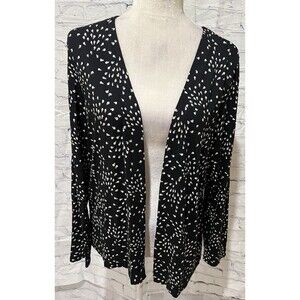 J. JILL Wearever Collection Size Medium Black Open Front Rayon Blend Cardigan